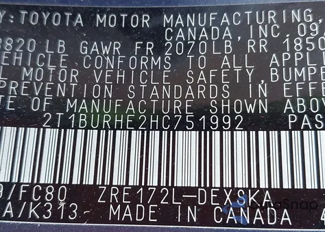 2017 Toyota Corolla Se from USA, damaged, VIN 2T1BURHE2HC751992